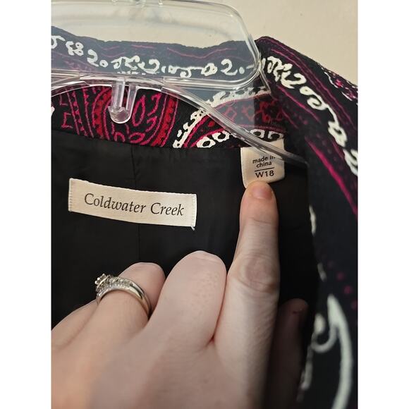 Coldwater Creek Burgundy Paisley Open Front Blazer Jacket Womans Plus Size 18W - Picture 5 of 6